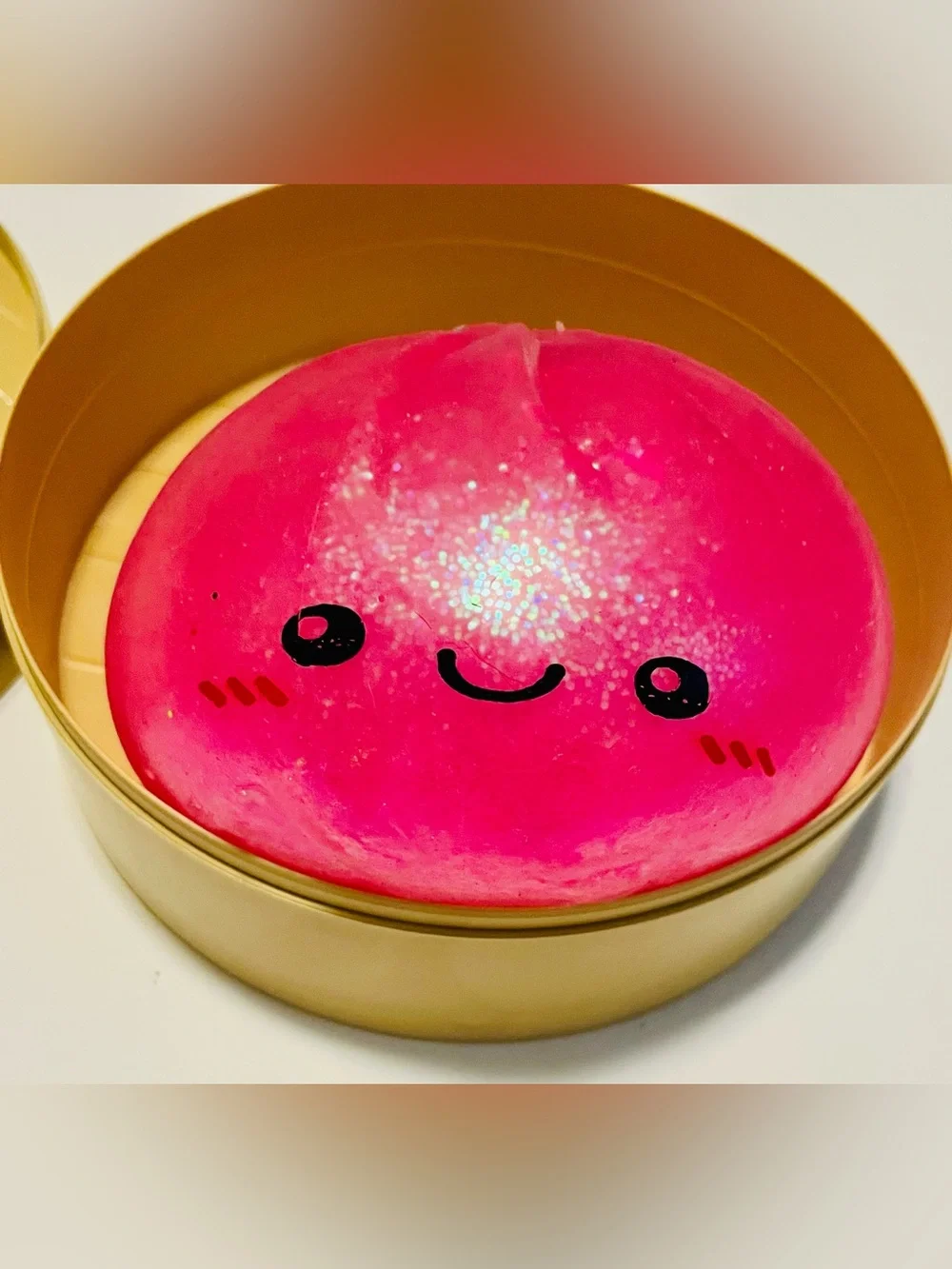 Giant Hot Pink Steamed Bun Squishy in Round Bamboo Box